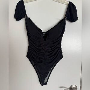 NWOT Lovely Ruched Bodysuit size L